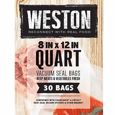 $19.99 • Buy Weston Quart 8 X 12 Vacuum Seal Freezer Bags (30 Count)