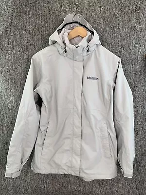 MARMOT Women’s  Membrain Waterproof Jacket XL TG Hiking Walking Hooded Stone • £32.50