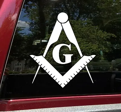 Freemasonry Symbol Vinyl Decal Masonic Lodge God Square Compass Die Cut Sticker • $9.99