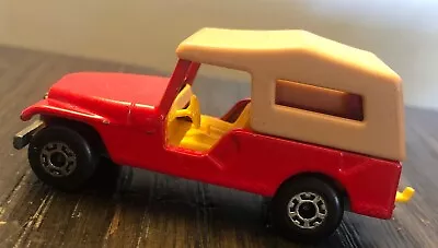 VTG 1977 Matchbox Lesney #53 Superfast CJ6 RED Jeep Brown Top Yellow Int England • $3.99