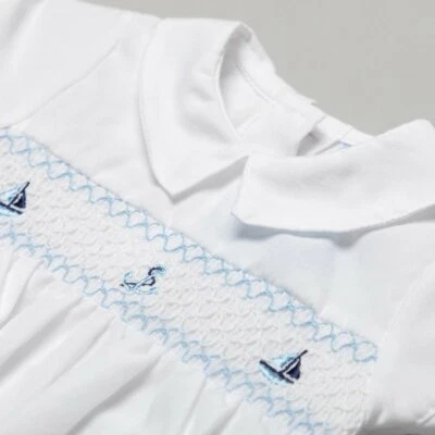 £12.50 • Buy Baby Boys Clothes Spanish Style Anchor Smocked Romper Cotton  0-9 Months