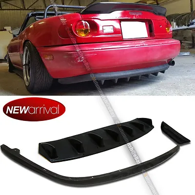 Fit 90-97 Miata Unpainted PU OE Style Rear Bumper Lip + Rear Diffuser Combo • $77.99