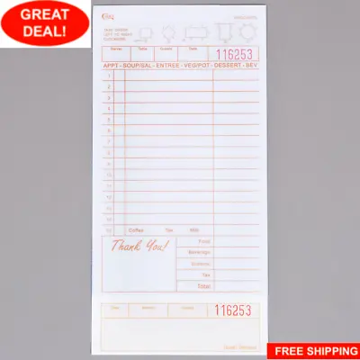 (2000-Pack) 2 Part Tan And White Carbonless Guest Checks W/ Bottom Guest Receipt • $87.99