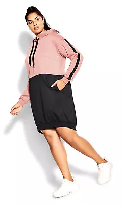 $40 • Buy CCX By City Chic Womens Plus Size Isobel Hoodie Mini Dress - Peach Rose
