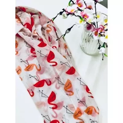 £7.99 • Buy NEW Orange Red Flamingo Scarf Wrap Summer Clothing Fashion Womens Holiday
