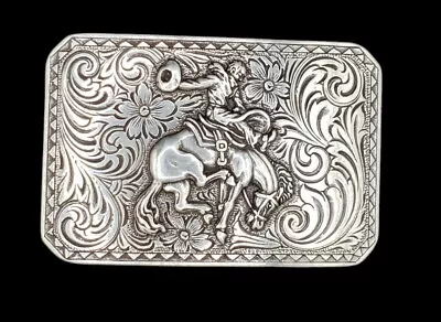 Western Nacona Belt Buckle Silver Tone Rodeo Cowboy Bucking Bronco Horse  • $19.99