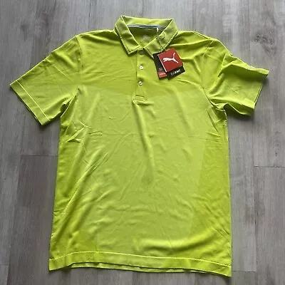 $73.68 • Buy Puma Evoknit Block Seamless Polo Shirt Performance Fit - Lime Green Men’s Sz L