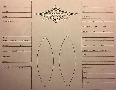 Jacobs Surfboard“Order Form”1960s/70s Surf/Surfing(hapvelzybearconbing) • $9