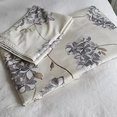 3pc NICOLE MILLER Queen 100% Cotton Gray/White Floral Duvet Set W/ Std Shams • $49.99