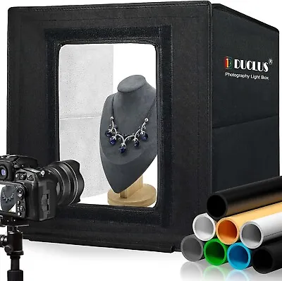 DUCLUS Light Box Photography Portable Photo Booth 40x40x40cm Adjustable 160 LED • £34.99