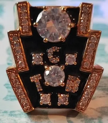 Nice Pre-Owned  ELVIS TCB STAGE  Ring Size 13 W/ Cubic Zirconia's 1.5'' X 1'' • $200