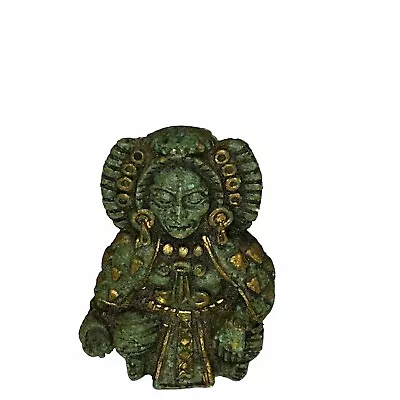 Vintage Zarebski Style Aztec Mexican Crushed Malachite Small Vibrant Figurine • $49.99