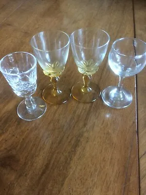 4 Miniature Liquor Glasses-2 Have Coloured Stems • £6