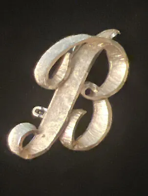 Vintage Gold Tone Initial 'B' Brooch Pin Signed Mamselle Cursive Script Brushed • $12