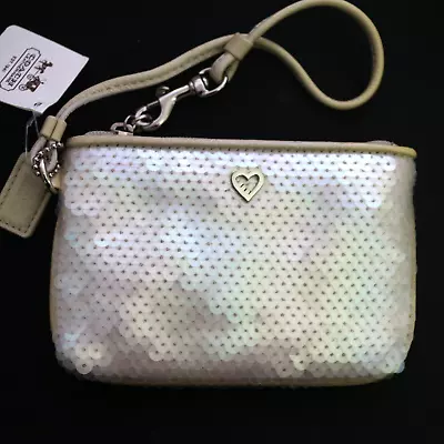 NWT Coach 44939 Opal Off White Sequins Small Wristlet/Pouch NEW • $28