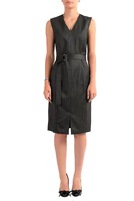 Hugo Boss Women's  Decapolis  Gray 100% Wool Belted Pencil Sleeveless Dress • $119.99