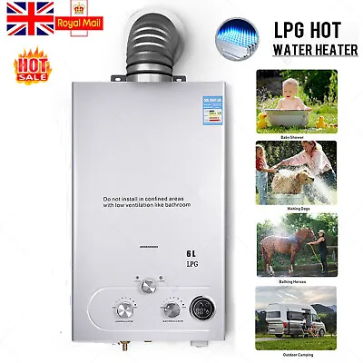 6L Tankless Propane Gas Water Heater LPG Instant Boiler Outdoor Camping Shower • £82.79