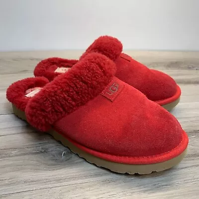 UGG 1126730 Womens Cozy Genuine Shearling Suede Slipper Red US 8 • $36.92
