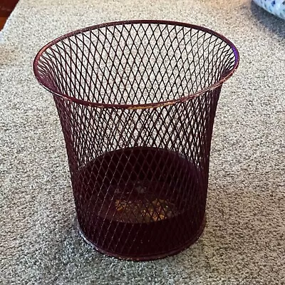 Vintage NEMCO Diamond Pattern Mesh Metal Trashcan Garbage Can • $89.95