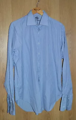 Men’s Paul Costelloe Striped Nylon Shirt Size 17  / 43cm - Cufflink Shirt • £19.99