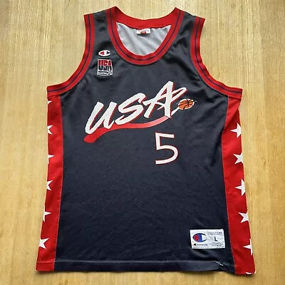 £60 • Buy 1996 Team USA Grant Hill Jersey Navy Blue Champion Large NBA Basketball
