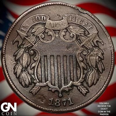 1871 BENT 2 Cent Piece Y0811 • $33