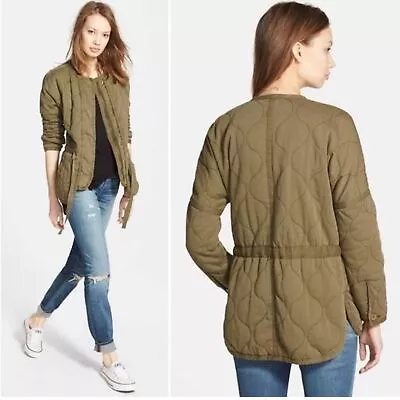 Madewell | Quilted Drawstring Jacket In Green Size Small • $42