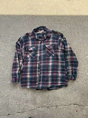 Vintage Five Brother Flannel Button Up Shirt Mens 2XL Tall Made In USA • $20