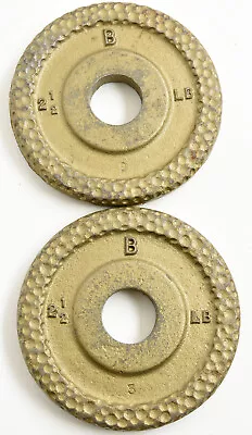 Pair Vintage Billard Barbell 2.5lb Standard Iron Weight Plate  Dimple Blank B • $19.95