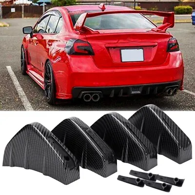 Carbon Fiber Rear Bumper Diffuser 4 Shark Fins Spoiler For Subaru WRX STI Sedan • $27.11