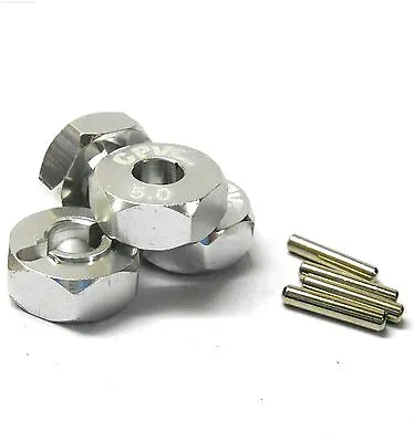 £5.99 • Buy 1/10 Scale RC 12mm Alloy Drive Wheel Hub Adaptors With Pins Nut Silver 5mm Wide