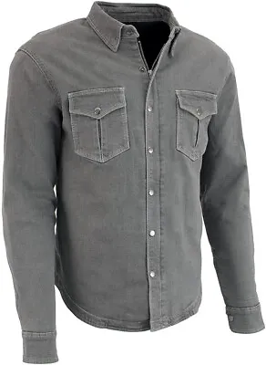 Milwaukee Leather Men's MPM1621 Grey Flannel CE Approved Armor Biker Shirt • $84.99