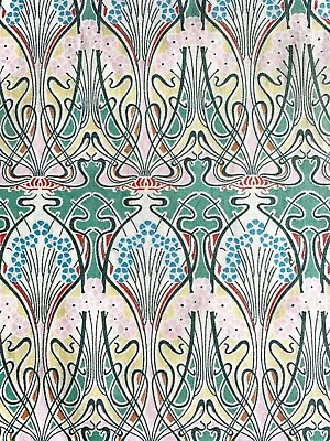 Ianthe Cotton Fabric Art Nouveau Floral Green Pink Lawn Liberty Style • £12.20