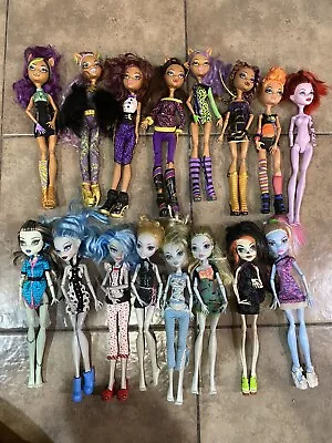 Lot Of 16 Monster High Dolls Some With Clothes And Shoes For Parts • $130