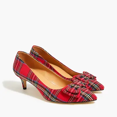 J Crew BL573 NIB Size 10 Festive Holiday Tartan Plaid Esme Kitten Heel Pumps • $129.99