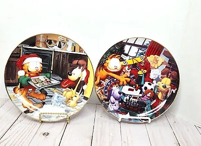 Garfield Collector Plate All I Want For Christmas Danbury Mint Holiday Set Of 2 • $39.99