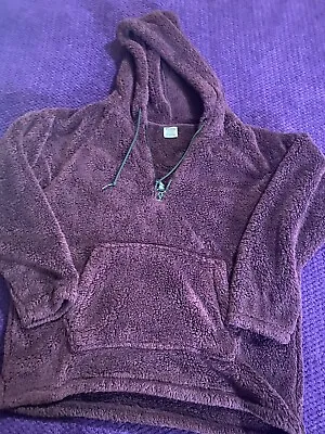 Victoria Secret Pink Sherpa Teddy Half-zip Pullover Hoodie Plum Large • $49.99