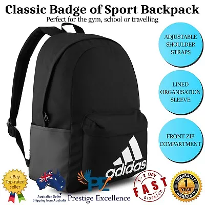 Adidas Classic Badge Of Sport Backpack Work Gym Sports Hiking Travel Holiday Bag • $49.87