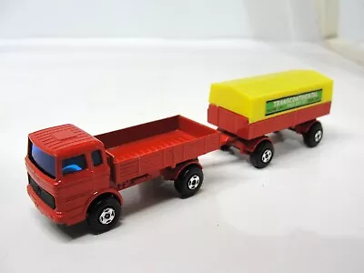 Lesney Matchbox Superfast 1975 Transcontinental Red Mercedes Truck & Trailer • $25