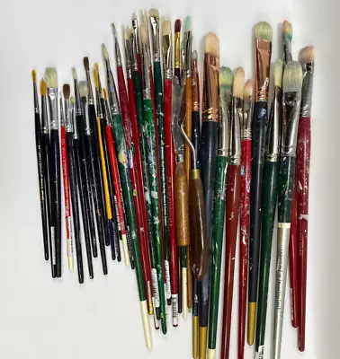 Used Paint Brushes Lot - Grumbacher Delta Blick Loew-Cornell And More! • $50