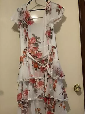 CITY CHIC XS 14 BNWT Dress Floral Crush Ivory RRP $140 Zip • $39.99