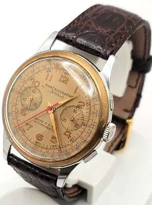 1950's Vintage Chronograph Suisse Men's Watch Works Two Register 38mm Case • $450