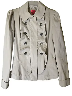 V Cristina Khaki Ruffle Blazer Size M • $15.99