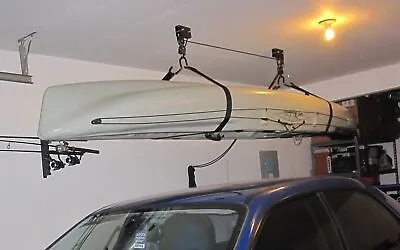 Heavy Duty Ceiling Storage Hoist Rack Pulley Garage Shed Max 40kg Kayak Canoe • £14.99