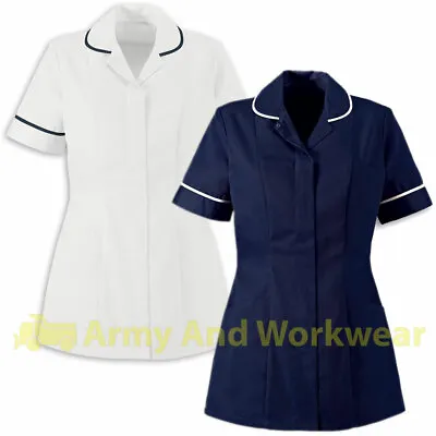 £11.99 • Buy Ladies Plain Tunics Shirts Healthcare Nurses Beautician Uniform Vet Housekeeper
