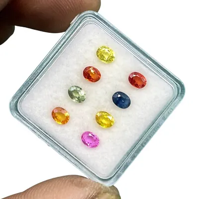 8 Pcs Lot Natural Multi Sapphire 4x3mm Oval Dazzling Loose Gemstones In Box • $22.04