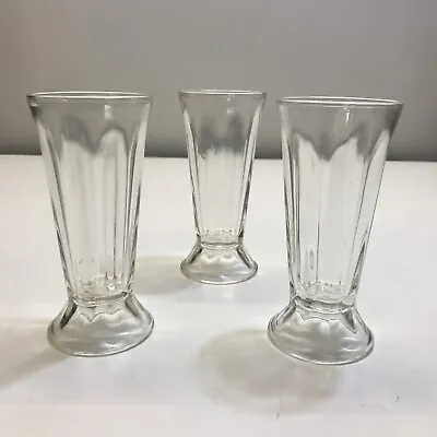 VTG Set Of 3 Clear 6  Float Sundae Parfait Milk Shake Diner Soda Footed Glasses • $20.07