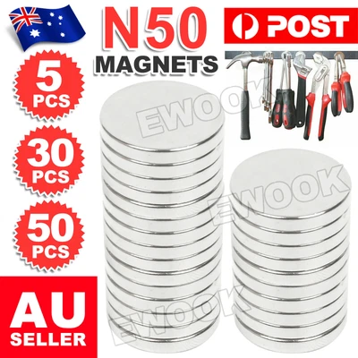$56.85 • Buy 5/10x Rare Earth Magnets 20mm X 2mm Disc N50 Neodymium Super Strong Round Fridge