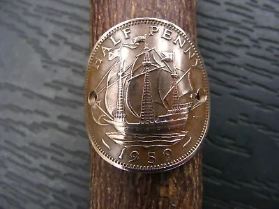 Walking Stick Badge Golden Hind Ship Halfpenny. 2.5 Cm High Copper • £3.49