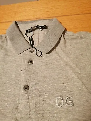 D&G Polo Shirt Grey Tshirt Size L 100% Cotton • £229.95